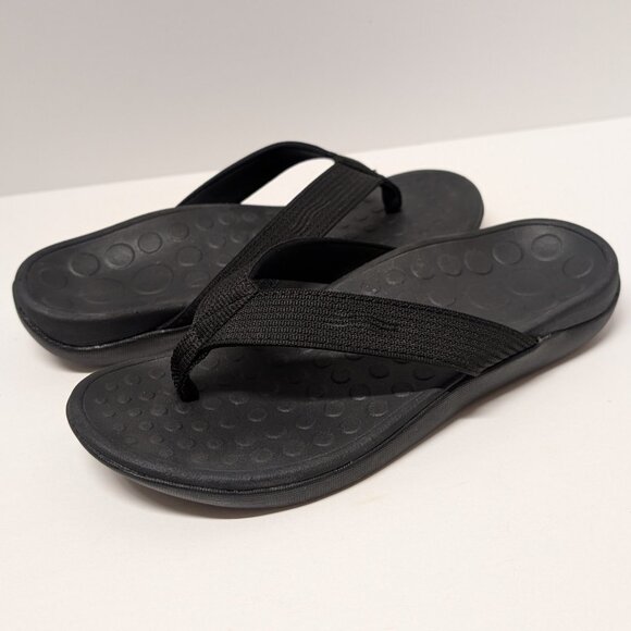 Vionic 44 Wave Toe Post Sandal in Black/Black - Picture 5 of 15